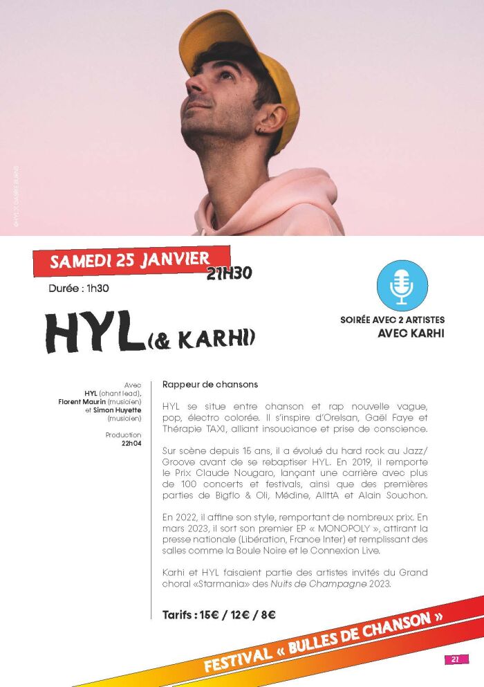 « Festival Bulles de chanson » – HYL (et Karhi)