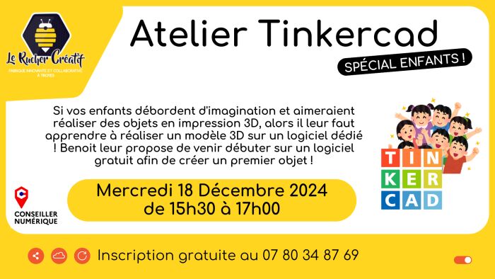 Atelier Tinkercad spécial enfant