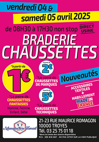 Braderie chaussettes direct usine Tismail